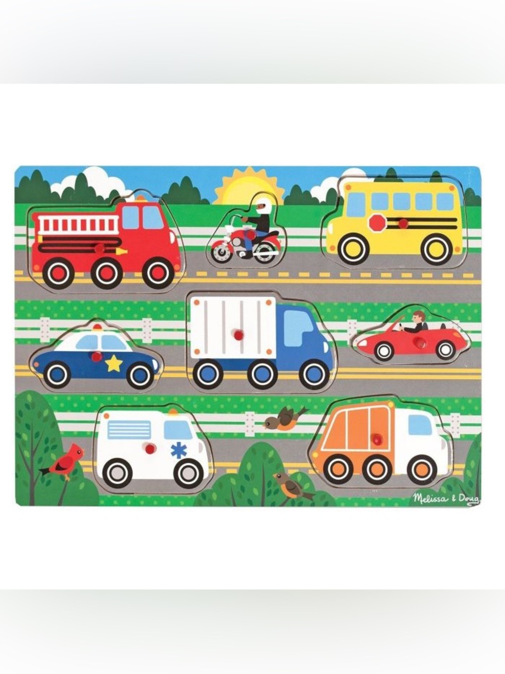 Melissa & Doug Vehicle & Transportation  8 Piece Wooden Peg Puzzle